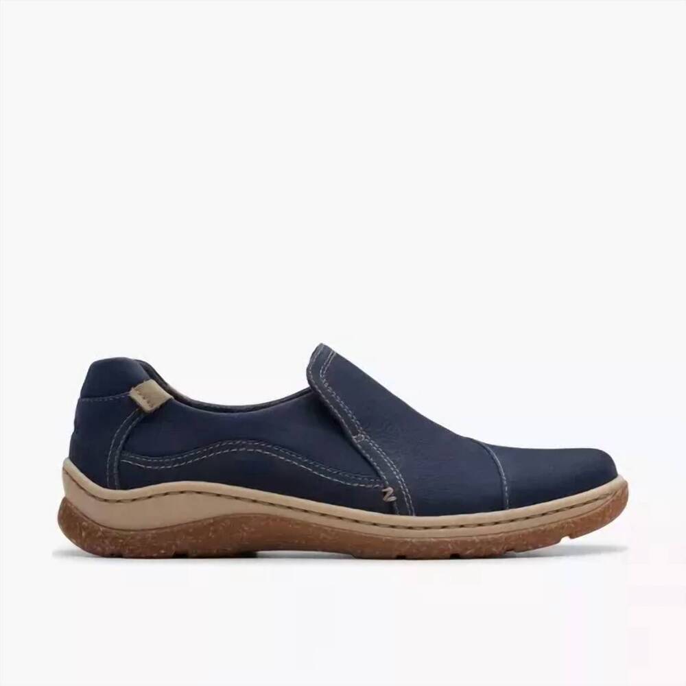 NEW CLARKS women's orlene slip-on in navy nubuck